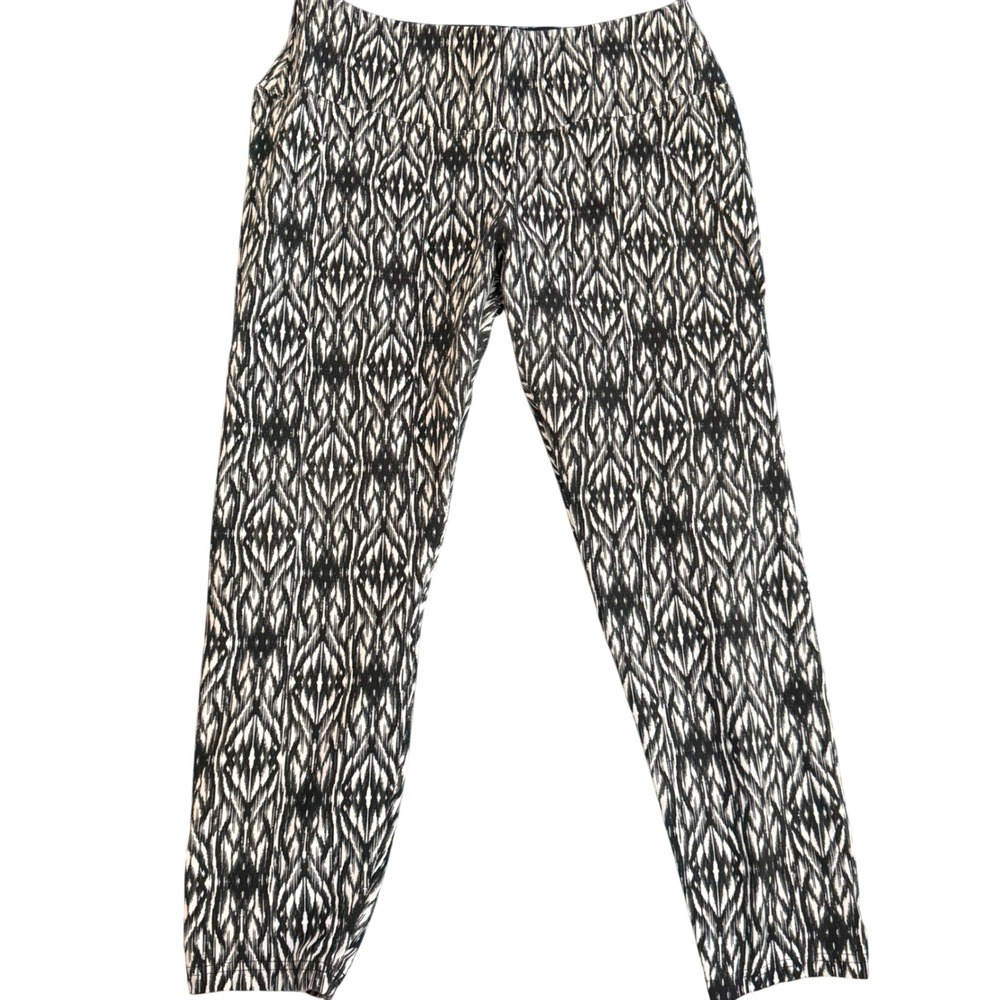 Kate Park‎ Black White Geometric Leggings 1X Stretch